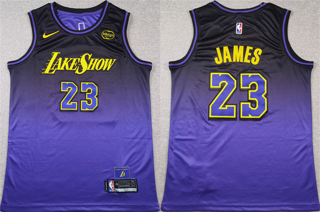 Los Angeles Lakers #23 LeBron James Purple 2024 Stitched Basketball Jersey