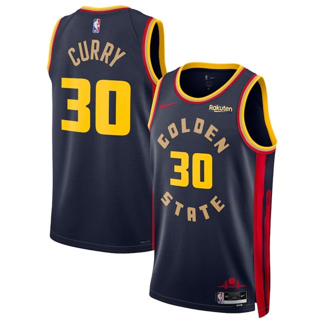 Golden State Warriors #30 Stephen Curry Navy 2024-25 City Edition Stitched Basketball Jersey