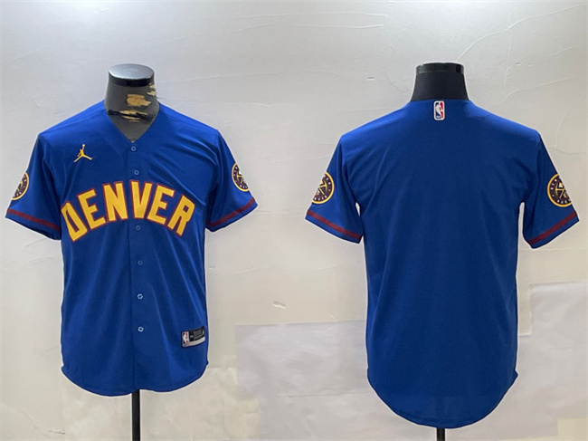 Denver Nuggets Blank Blue With Patch Stitched Jersey