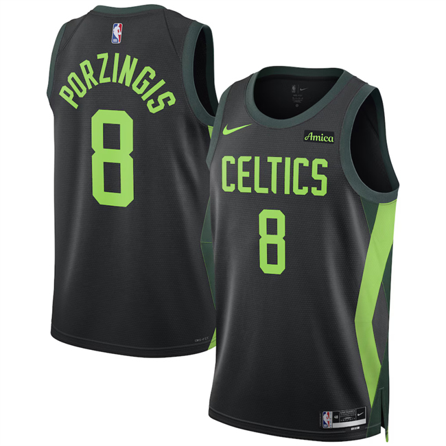 Boston Celtics #8 Kristaps Porzingis Black 2024-25 City Edition Stitched Basketball Jersey