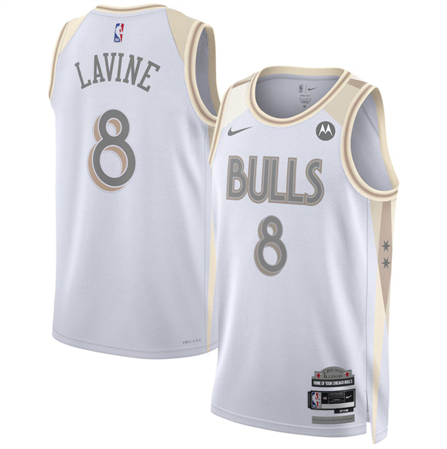 Chicago Bulls #8 Zach LaVine White 2024-25 City Edition Stitched Basketball Jersey