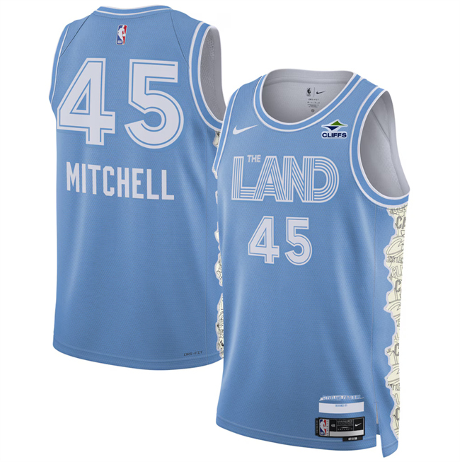 Cleveland Cavaliers #45 Donovan Mitchell Light Blue 2024-25 City Edition Stitched Jersey