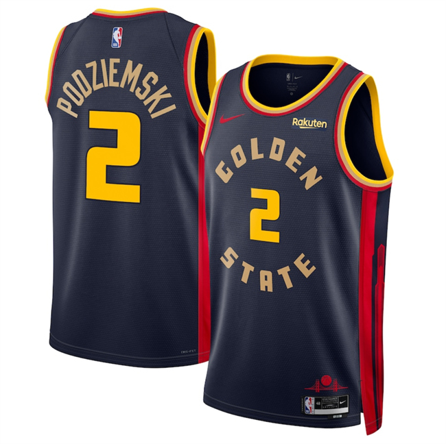 Golden State Warriors #2 Brandin Podziemski Navy 2024-25 City Edition Stitched Basketball Jersey