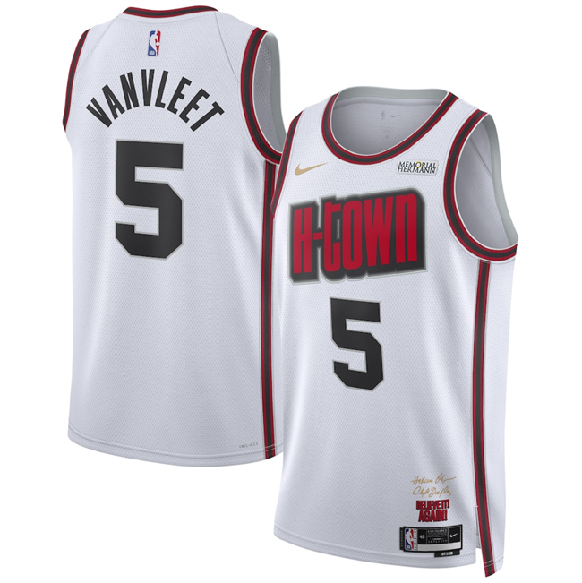 Houston Rockets #5 Fred VanVleet White 2024-25 City Edition Stitched Jersey