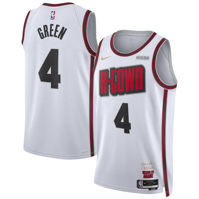 Houston Rockets #4 Jalen Green White 2024-25 City Edition Stitched Jersey