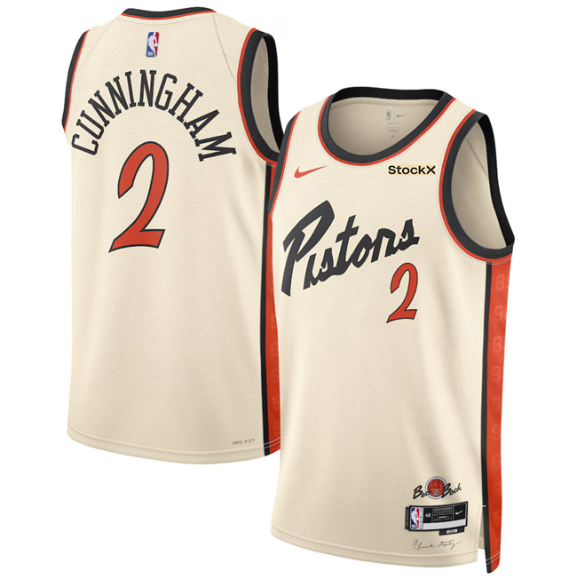 Detroit Pistons #2 Cade Cunningham Cream 2024-25 City Edition Stitched Basketball Jersey