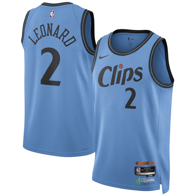 Los Angeles Clippers #2 Kawhi Leonard Light Blue 2024-25 CityEdition Stitched Jersey