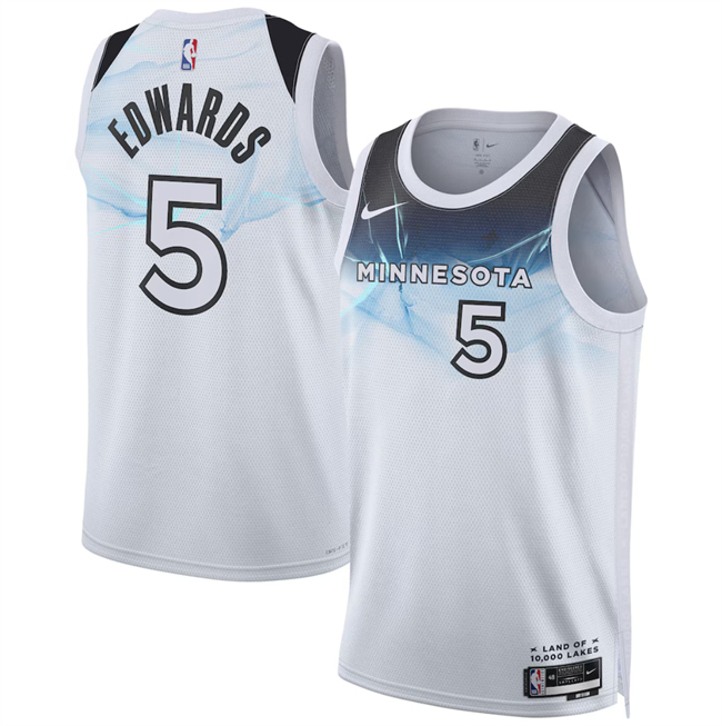 Minnesota Timberwolves #5 Anthony Edwards White 2024-25 City Edition Stitched Jersey