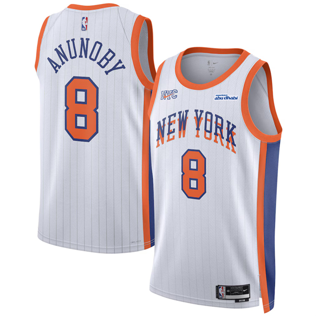 New Yok Knicks #8 OG Anunoby White 2024-25 City Edition Stitched Basketball Jersey