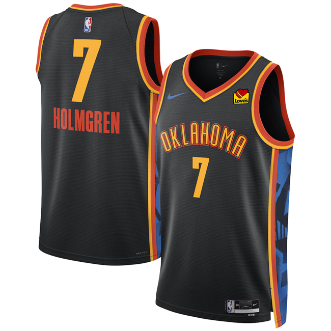 Oklahoma City Thunder #7 Chet Holmgren Black 2024-25 City Edition Stitched Basketball Jersey