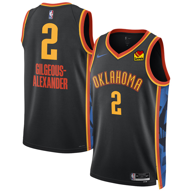 Oklahoma City Thunder #2 Shai Gilgeous-Alexander Black 2024-25 City Edition Stitched Basketball Jersey