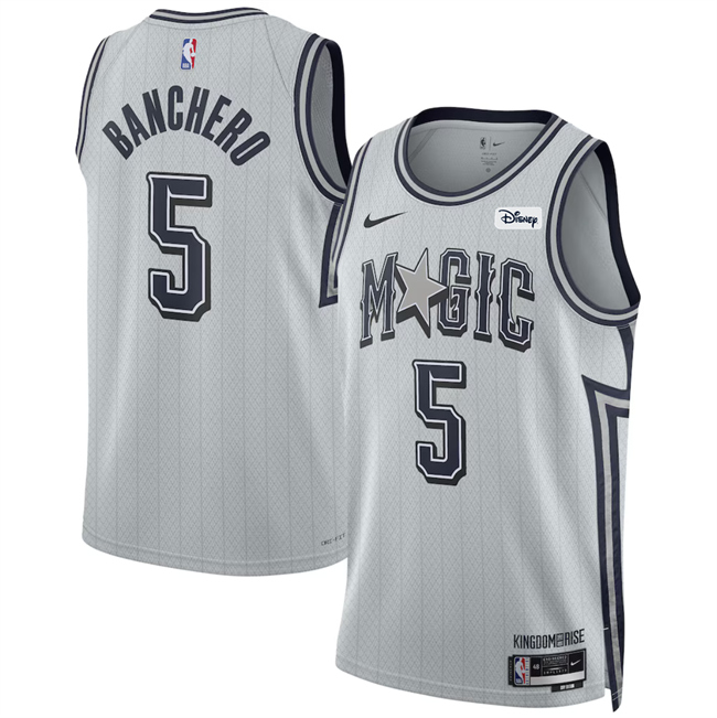 Orlando Magic #5 Paolo Banchero Silver 2024-25 City Edition Stitched Basketball Jersey