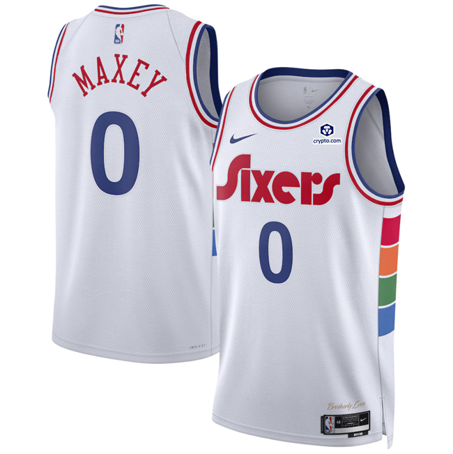 Philadelphia 76ers #0 Tyrese Maxey White 2024-25 City Edition Stitched Jersey