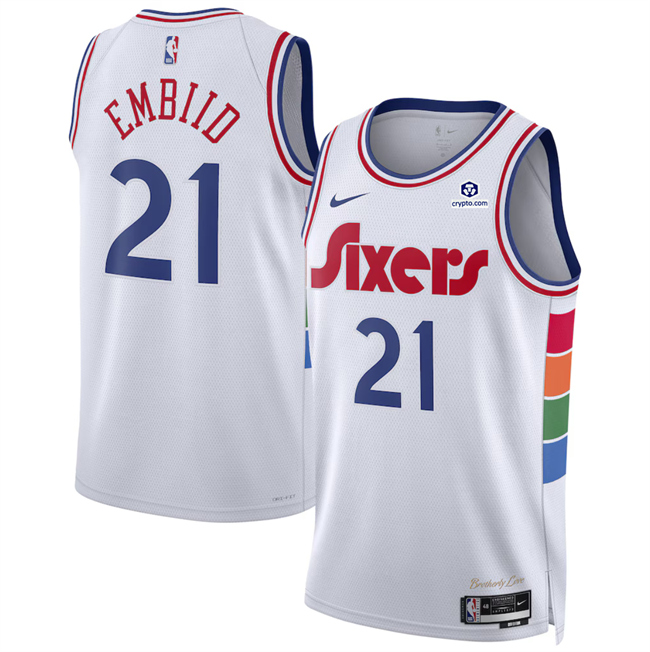 Philadelphia 76ers #21 Joel Embiid White 2024-25 City Edition Stitched Jersey