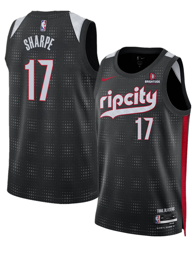 Portland Trail Blazers #17 Shaedon Sharpe Black 2024-25 City Edition Edition Stitched Basketball Jersey