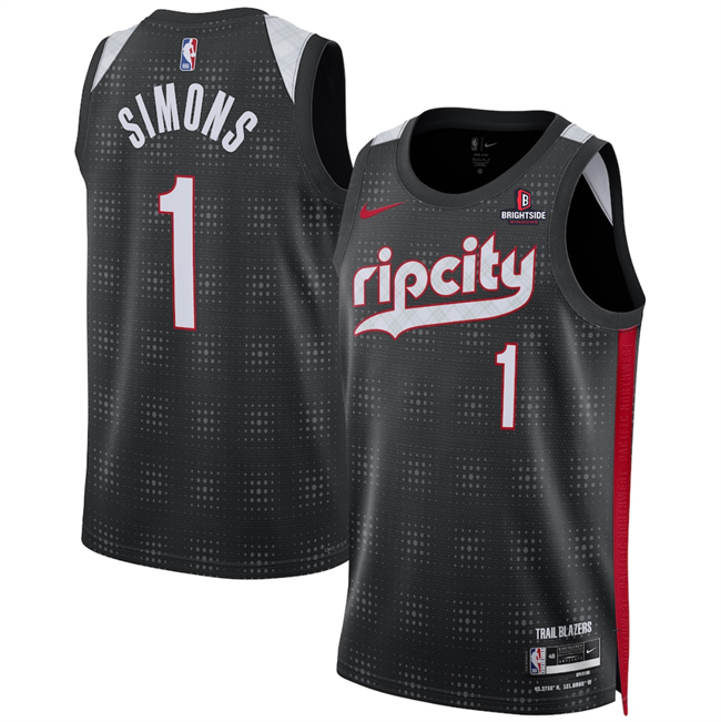 Portland Trail Blazers #1 Anfernee Simons Black 2024-25 City Edition Edition Stitched Basketball Jersey