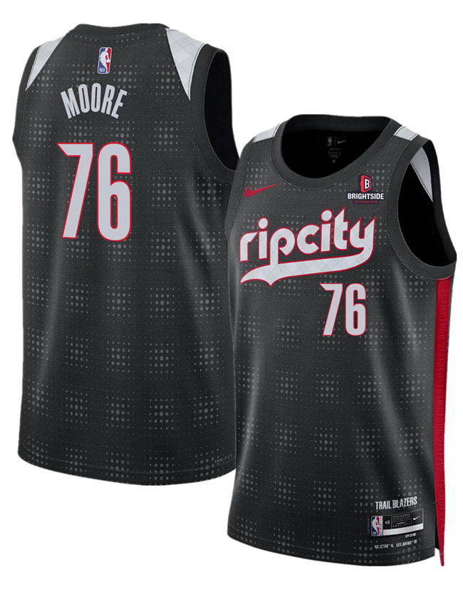 Portland Trail Blazers #76 Taze Moore Black 2024-25 City Edition Edition Stitched Basketball Jersey