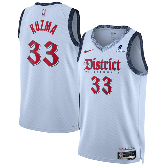 Washington Wizards #33 Kyle Kuzma Powder Blue 2024-25 City Edition Stitched Basketball Jersey
