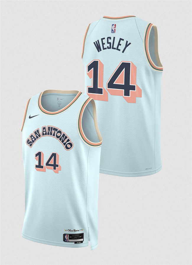 San Antonio Spurs #14 Blake Wesley Light Blue 2024-25 City Edition Stitched Basketball Jersey