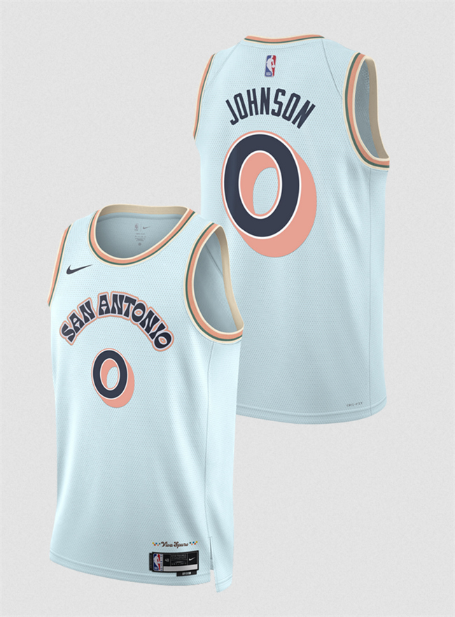 San Antonio Spurs #0 Keldon Johnson Light Blue 2024-25 City Edition Stitched Basketball Jersey