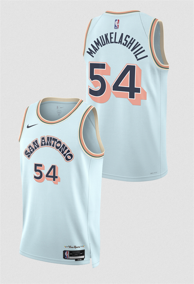 San Antonio Spurs #54 Sandro Mamukelashvili Light Blue 2024-25 City Edition Stitched Basketball Jersey San Antonio Spurs #54 Sandro Mamukelashvili Light Blue 2024-25 City Edition Stitched Basketball Jersey