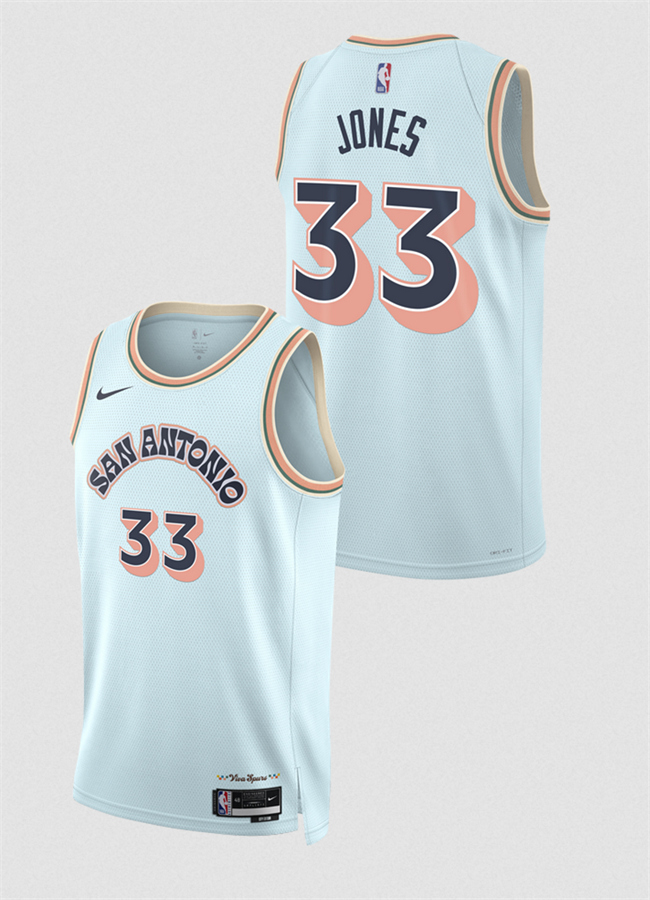 San Antonio Spurs #33 Tre Jones Light Blue 2024-25 City Edition Stitched Basketball Jersey