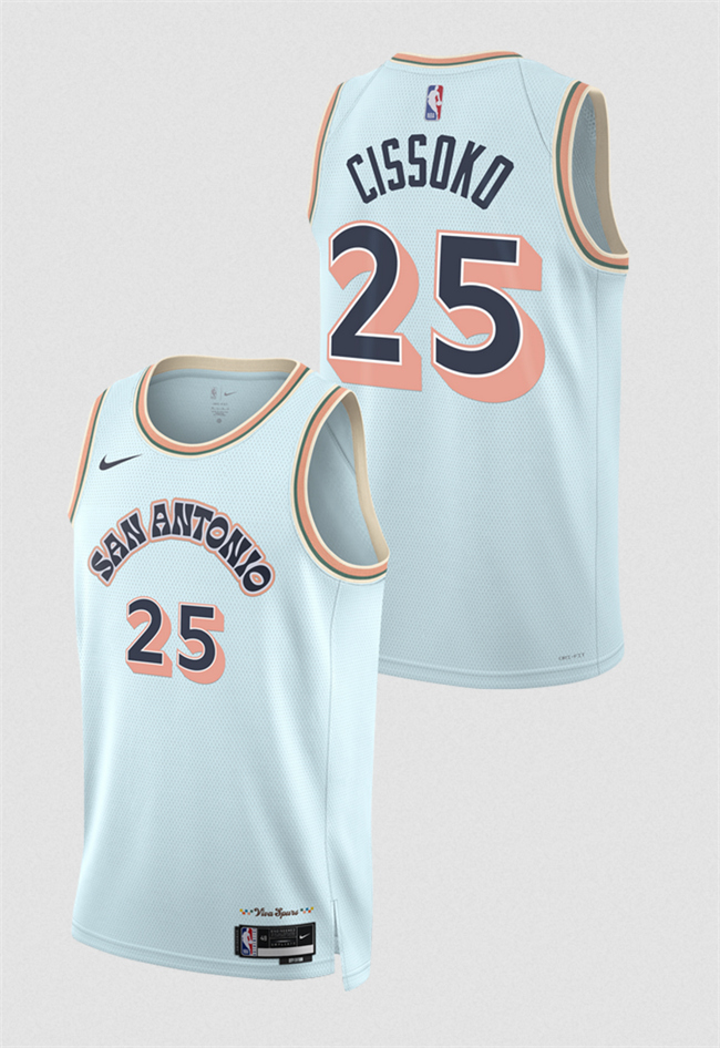 San Antonio Spurs #25 Sidy Cissoko Light Blue 2024-25 City Edition Stitched Basketball Jersey
