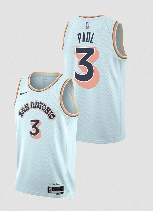 San Antonio Spurs #3 Chris Paul Light Blue 2024-25 City Edition Stitched Basketball Jersey