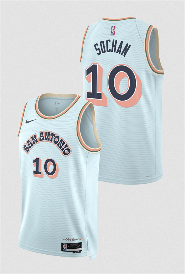 San Antonio Spurs #10 Jeremy Sochan Light Blue 2024-25 City Edition Stitched Basketball Jersey