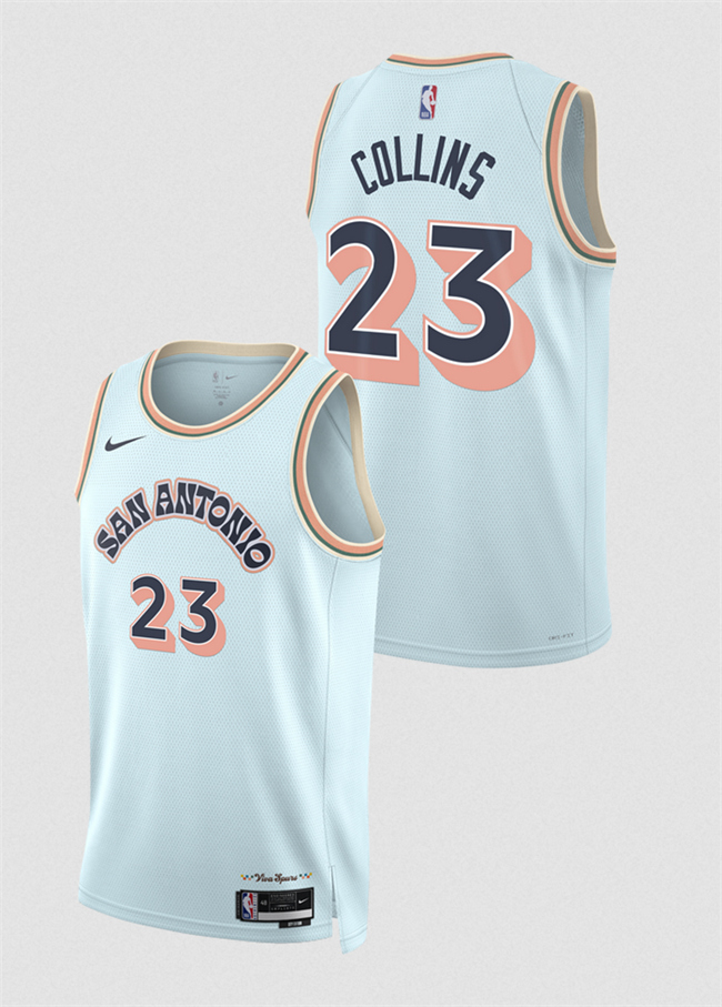 San Antonio Spurs #23 Zach Collins Light Blue 2024-25 City Edition Stitched Basketball Jersey