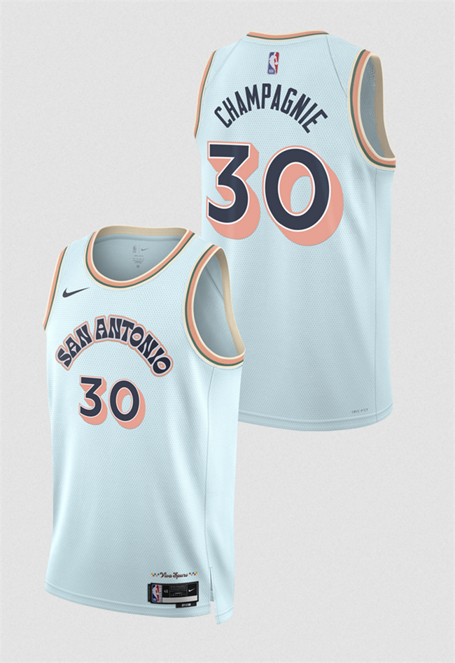 San Antonio Spurs #30 Julian Champagnie Light Blue 2024-25 City Edition Stitched Basketball Jersey