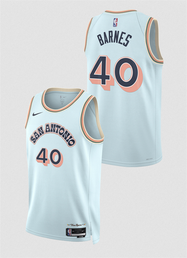 San Antonio Spurs #40 Harrison Barnes Light Blue 2024-25 City Edition Stitched Basketball Jersey