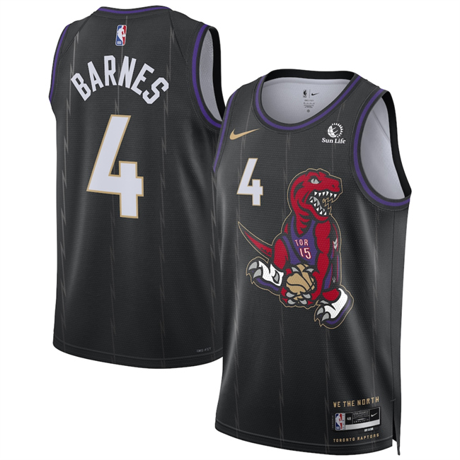 Toronto Raptors #4 Scottie Barnes Black 2024-25 City Edition Stitched Basketball Jersey