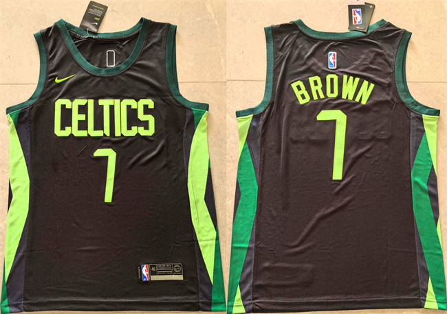 Boston Celtics #7 Jaylen Brown Black 2024-25 City Edition Stitched Basketball Jersey