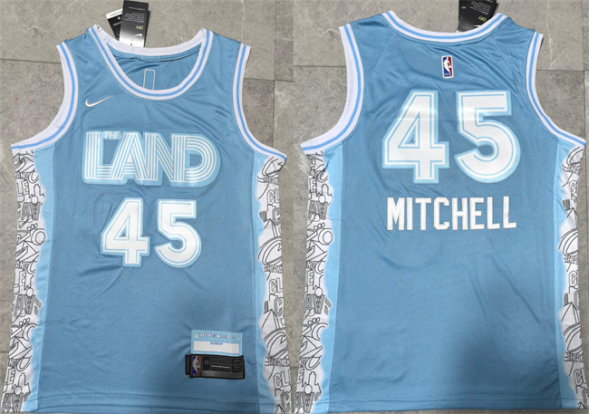 Cleveland Cavaliers #45 Donovan Mitchell Light Blue 2024 City Edition Stitched Jersey
