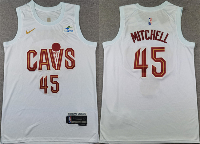 Cleveland Cavaliers #45 Donovan Mitchell White Association Edition Stitched Jersey