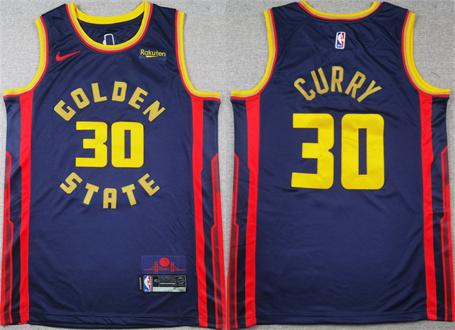 Golden State Warriors #30 Stephen Curry Navy 2024-25 City Edition Stitched Basketball Jersey
