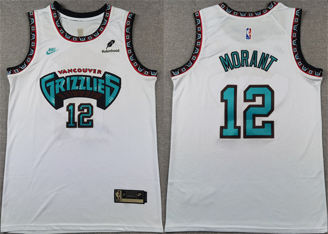 Memphis Grizzlies #12 Ja Morant White Stitched Basketball Jersey