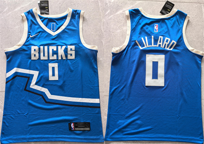 Milwaukee Bucks #0 Damian Lillard Royal 2024 City Edition Stitched Basketball Jersey