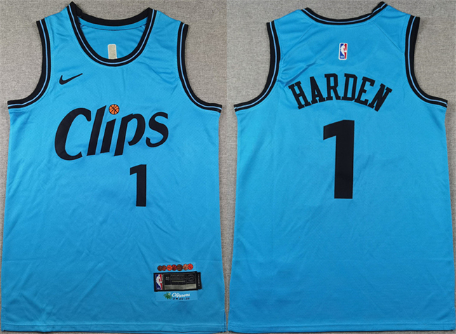 Los Angeles Clippers #1 James Harden Light Blue 2024 City Edition Stitched Jersey