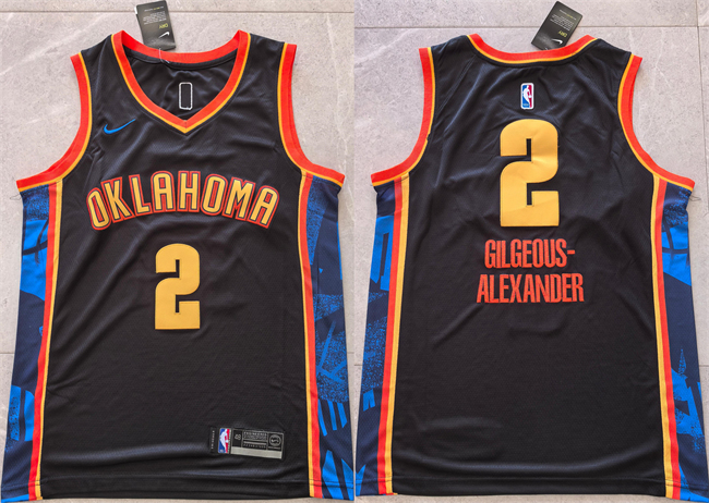 Oklahoma City Thunder #2 Shai Gilgeous-Alexander Black 2024 City Edition Stitched Basketball Jersey