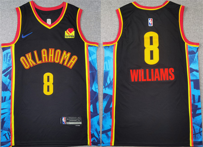 Oklahoma City Thunder #8 Jalen Williams Black 2024-25 City Edition Stitched Basketball Jersey