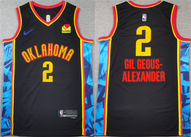 Oklahoma City Thunder #2 Shai Gilgeous-Alexander Black 2024-25 City Edition Stitched Basketball Jersey