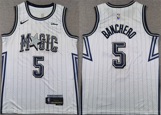Orlando Magic #5 Paolo Banchero Silver 2024-25 City Edition Stitched Basketball Jersey