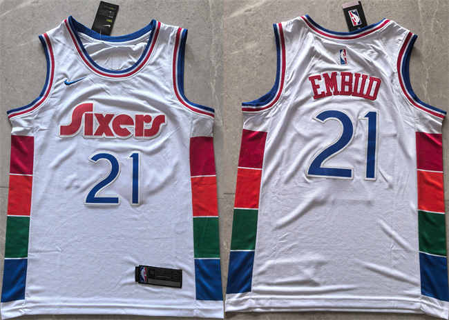 Philadelphia 76ers #21 Joel Embiid White 2024 25 City Edition Stitched Jersey