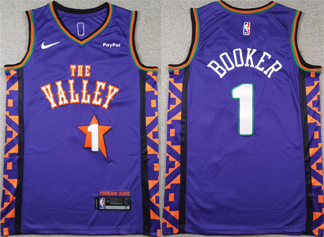 Phoenix Suns #1 Devin Booker Purple 2024-25 City Edition Stitched Basketball Jersey