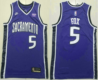 Sacramento Kings #5 DeAaron Fox Purple 2024 City Edition Swingman Sponsor Stitched Jersey