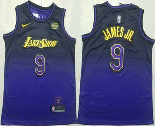 Los Angeles Lakers #9 Bronny James Jr Purple 2024 City Edition Swingman Sponsor Stitched Jersey