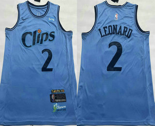 Los Angeles Clippers #2 Kawhi Leonard Light Blue 2024 City Icon Sponsor Swingman Jersey