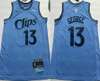 Los Angeles Clippers #13 Paul George Light Blue 2024 City Icon Sponsor Swingman Jersey